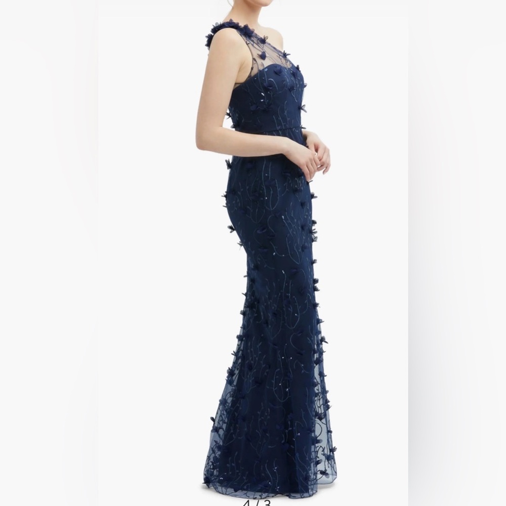NEW Dessy Collection Floral Applique One Shoulder Gown, Size 8